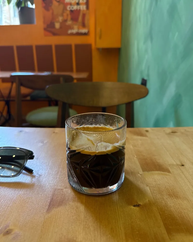 Espresso with tonic in a cut glass tumbler at Coffee Bar