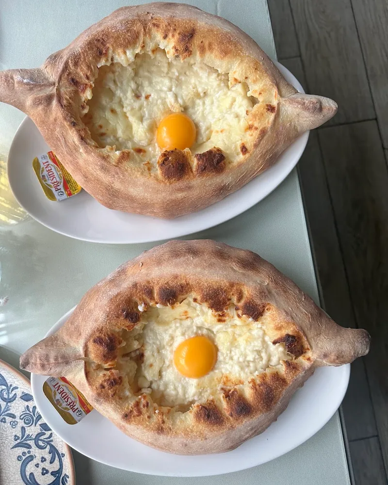 Two Adjarian khachapuri at Lavera