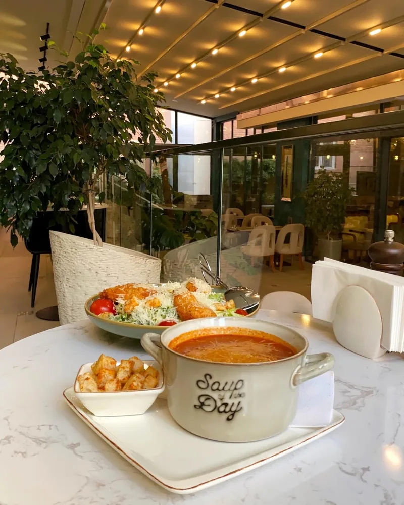 Soup and Caesar salad at Maharajah Lounge