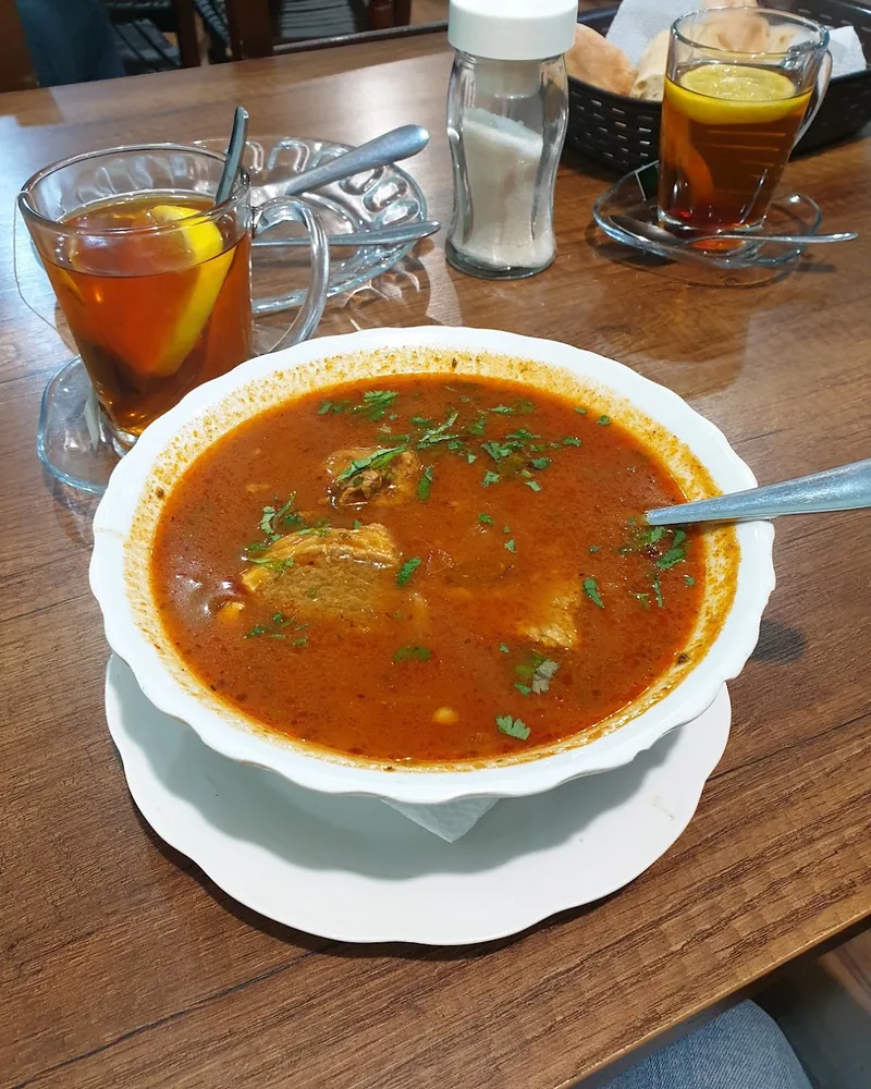 Bowl of soup with beef and herbs at Nikala's Yard