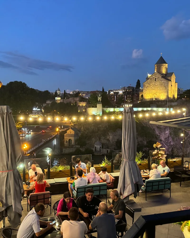 Rooftop terrace overlooking metekhi church at Rezidenco Terrace