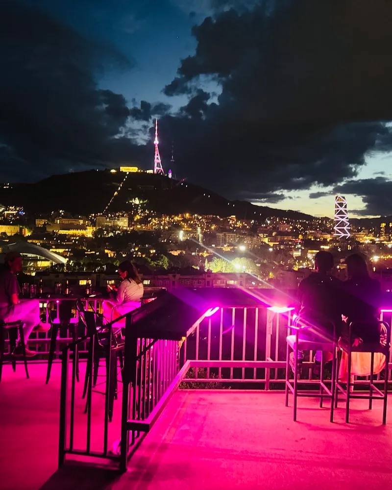 Rooftop terrace with city night view at Terrace Bar