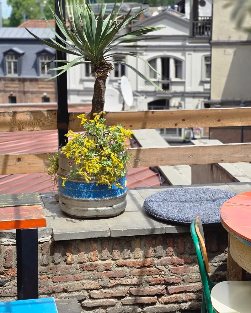 Rooftop terrace with city views at Turbo Burgers