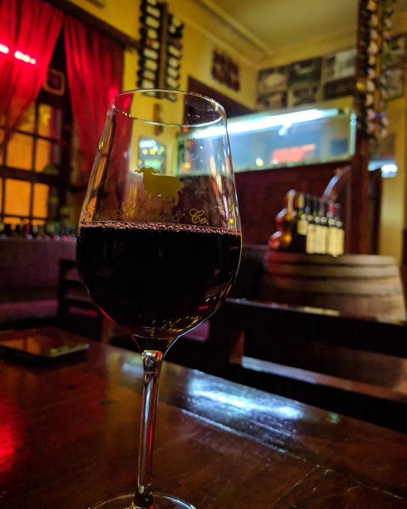 Glass of red wine at Sancho Wine Bar
